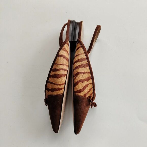 NEW Ann Taylor Brown Zebra Print Calf Hair Fur Pointed Toe Flats WOMENS SIZE 7M - Picture 5 of 8